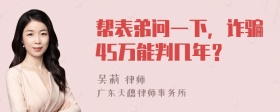 帮表弟问一下，诈骗45万能判几年？