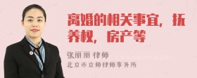 离婚的相关事宜，抚养权，房产等