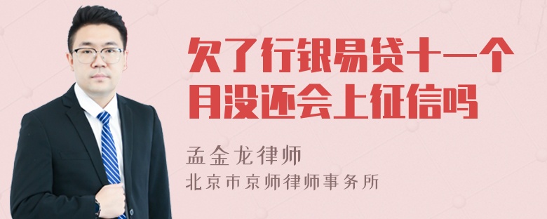 欠了行银易贷十一个月没还会上征信吗