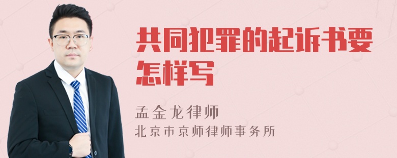 共同犯罪的起诉书要怎样写