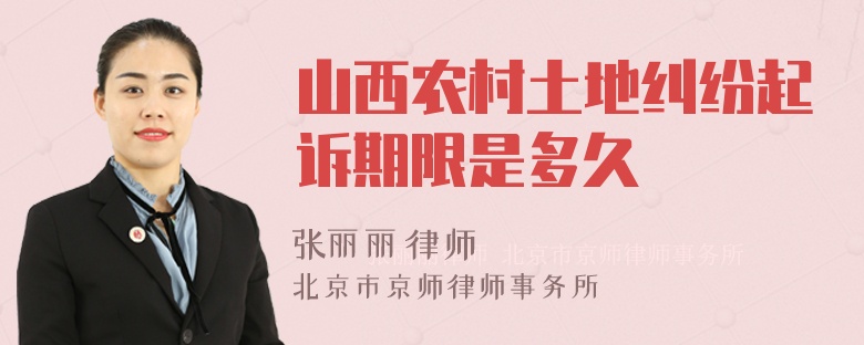 山西农村土地纠纷起诉期限是多久
