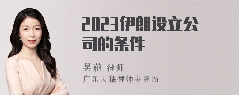 2023伊朗设立公司的条件