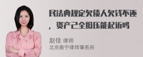 民法典规定欠债人欠钱不还，资产己全抵压能起诉吗