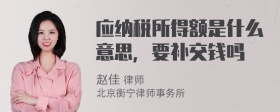 应纳税所得额是什么意思，要补交钱吗