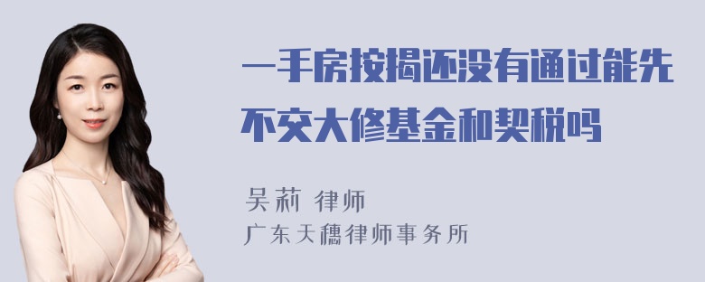 一手房按揭还没有通过能先不交大修基金和契税吗