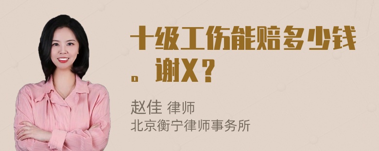 十级工伤能赔多少钱。谢X？