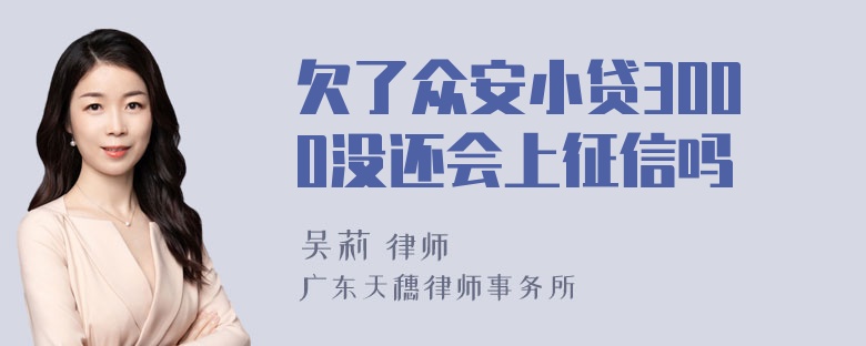 欠了众安小贷3000没还会上征信吗