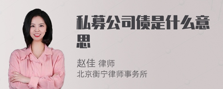 私募公司债是什么意思