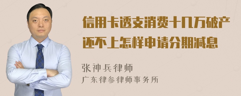 信用卡透支消费十几万破产还不上怎样申请分期减息