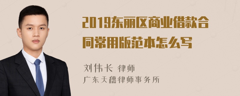 2019东丽区商业借款合同常用版范本怎么写