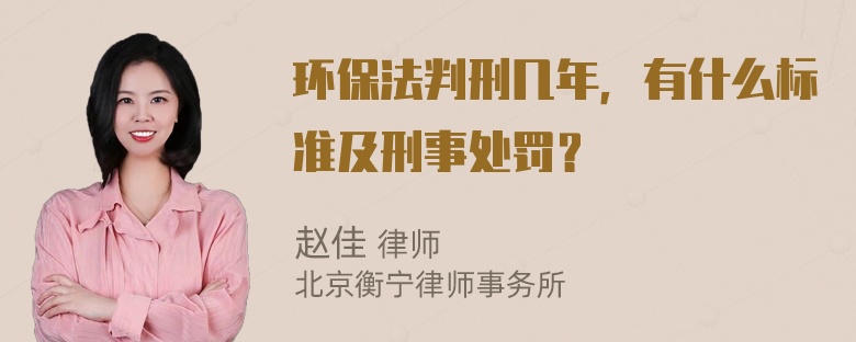 环保法判刑几年，有什么标准及刑事处罚？