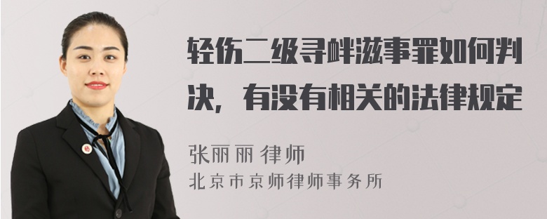 轻伤二级寻衅滋事罪如何判决，有没有相关的法律规定