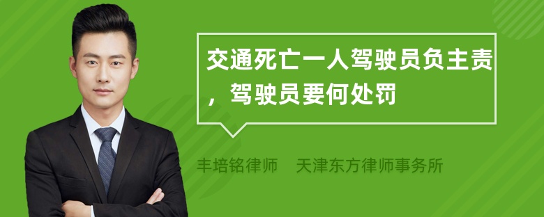 交通死亡一人驾驶员负主责，驾驶员要何处罚