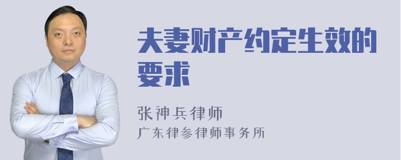 夫妻财产约定生效的要求