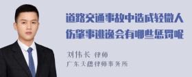 道路交通事故中造成轻微人伤肇事逃逸会有哪些惩罚呢