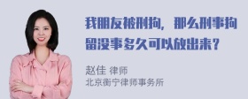 我朋友被刑拘，那么刑事拘留没事多久可以放出来？