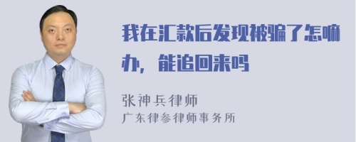 我在汇款后发现被骗了怎嘛办，能追回来吗