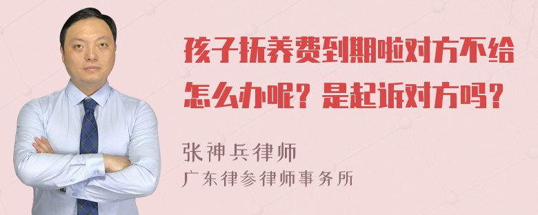 孩子抚养费到期啦对方不给怎么办呢？是起诉对方吗？