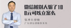 微信被别人骗了100元可以立案么