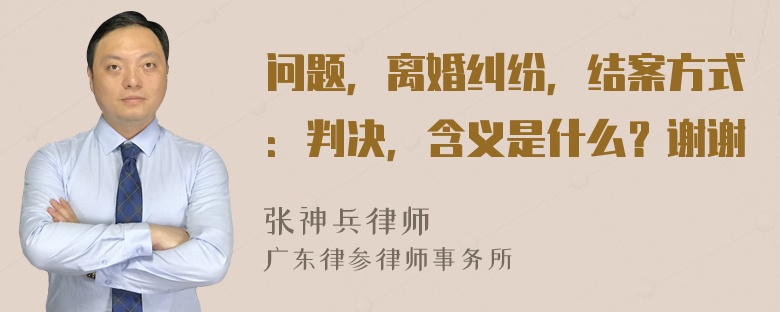 问题，离婚纠纷，结案方式：判决，含义是什么？谢谢