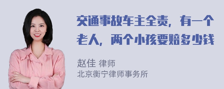 交通事故车主全责，有一个老人，两个小孩要赔多少钱