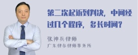 第二次起诉到判决，中间经过几个程序，多长时间？