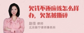 欠钱不还应该怎么样办，欠条被撕碎