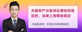 夫妻财产分割诉讼费如何规定的，法律上有哪些规定