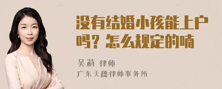 没有结婚小孩能上户吗？怎么规定的喃