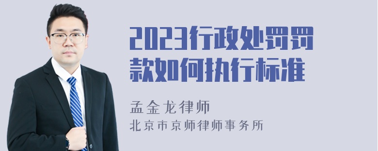 2023行政处罚罚款如何执行标准