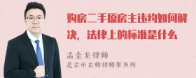 购房二手原房主违约如何解决，法律上的标准是什么