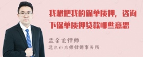 我想把我的保单质押，咨询下保单质押贷款哪些意思