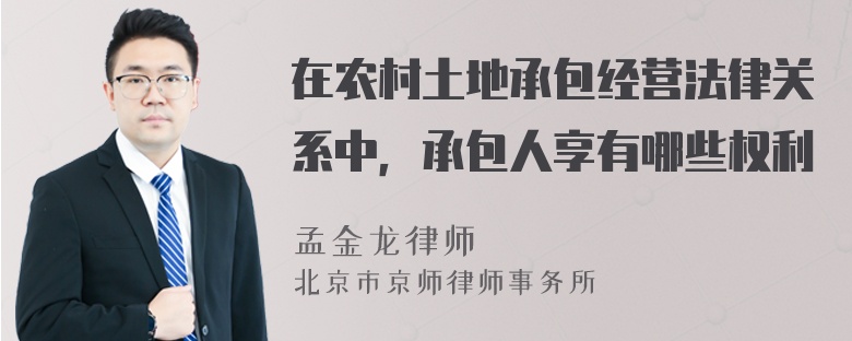 在农村土地承包经营法律关系中，承包人享有哪些权利