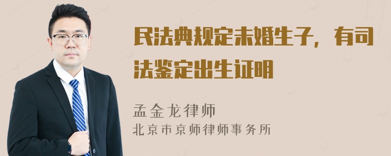 民法典规定未婚生子，有司法鉴定出生证明