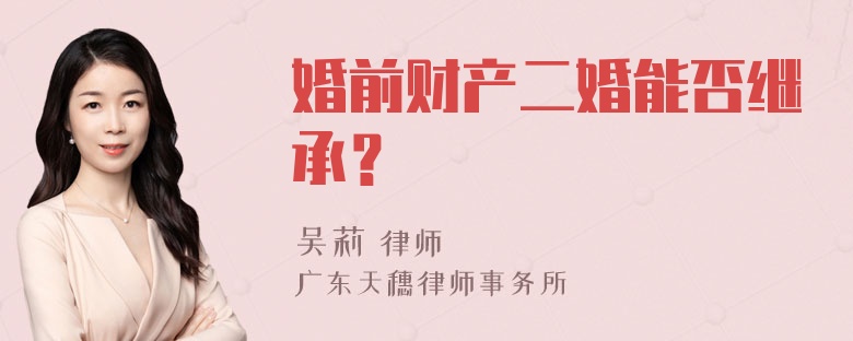 婚前财产二婚能否继承？