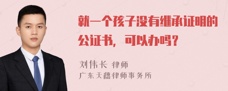 就一个孩子没有继承证明的公证书，可以办吗？