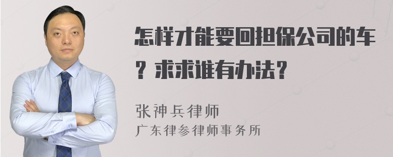 怎样才能要回担保公司的车？求求谁有办法？