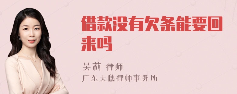 借款没有欠条能要回来吗