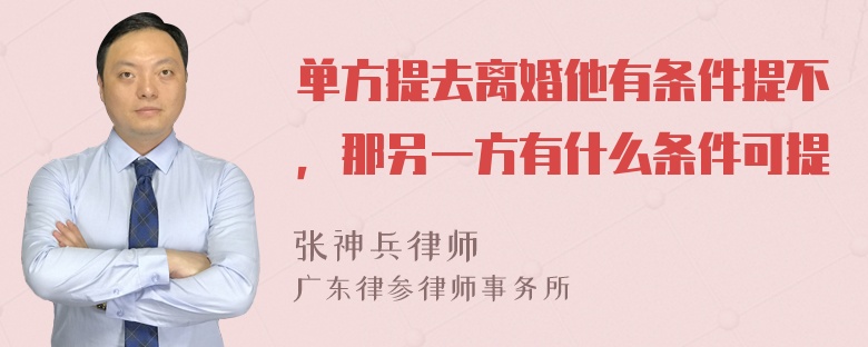 单方提去离婚他有条件提不，那另一方有什么条件可提