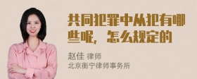 共同犯罪中从犯有哪些呢，怎么规定的