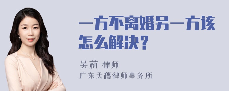 一方不离婚另一方该怎么解决？