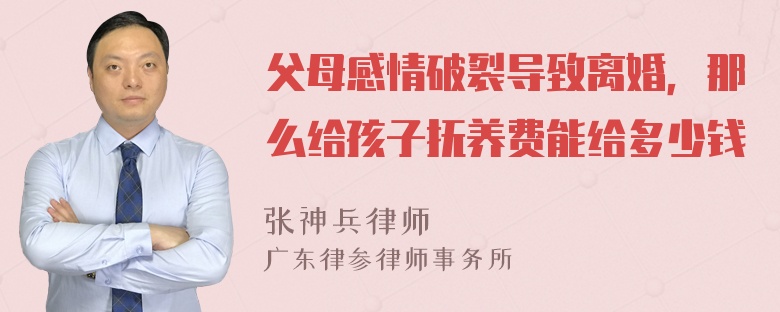 父母感情破裂导致离婚，那么给孩子抚养费能给多少钱