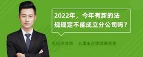 2022年，今年有新的法规规定不能成立分公司吗？