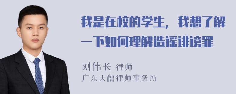 我是在校的学生，我想了解一下如何理解造谣诽谤罪