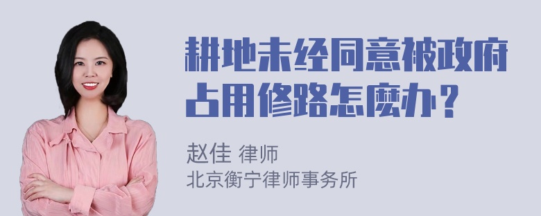 耕地未经同意被政府占用修路怎麽办？