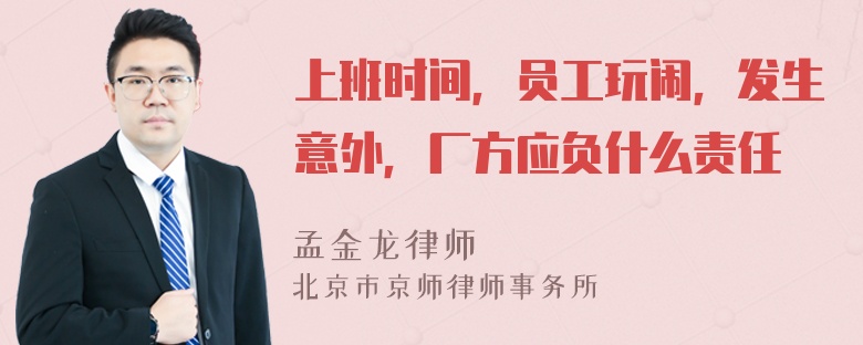 上班时间，员工玩闹，发生意外，厂方应负什么责任