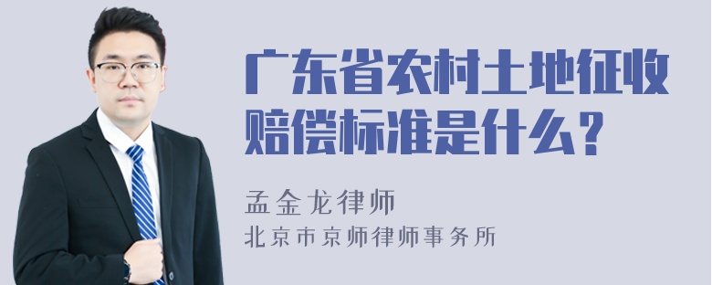 广东省农村土地征收赔偿标准是什么？