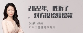 2022年，胜诉了，对方没给赔偿款