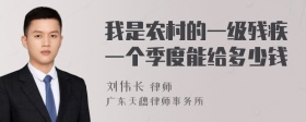 我是农村的一级残疾一个季度能给多少钱