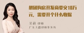 想团购房开发商要交10万元，需要开个什么收据